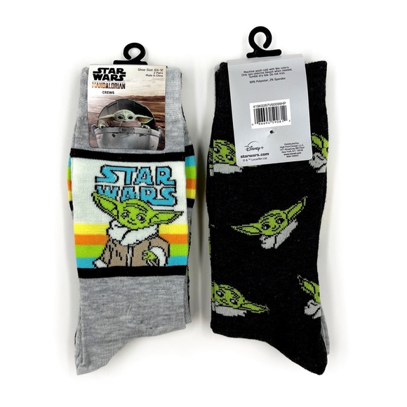 Star Wars Crew Socks Mens Womens Disney The Mandalorian Grogu Baby Yoda Fun Gift - Picture 1 of 7